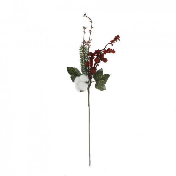 12x40cm Kırmızı Meyveli Pamuklu Yapay Çiçek Dalı ürün görseli 1