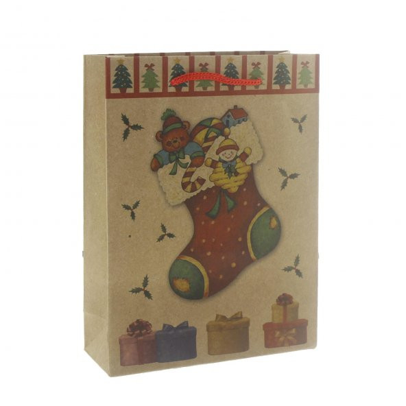 6 Adet 15x20cm Kraft Karton Çanta Çoraplı - Resim 2