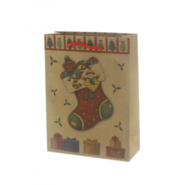 6 Adet 15x20cm Kraft Karton Çanta Çoraplı - Resim 3