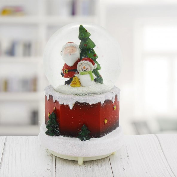 11x18cm Işıklı Kar Küresi Müzikli Püskürtmeli Kardan Adamlı Ağaçlı Yılbaşı ürün görseli 1