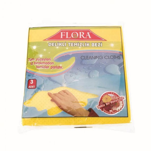 FLORA DELİKLİ TEMİZLİK BEZİ 3LÜ F040 ürün görseli 1