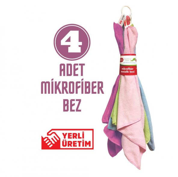 FLORA 4LÜ MİKROFİBER TEMİZLİK BEZİ 33CMx33CM F222 ürün görseli 1