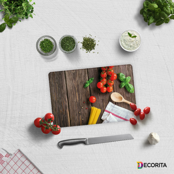 DECORITA Cam Kesme Tahtası- Ahşap ve Sebzeler ürün görseli 1