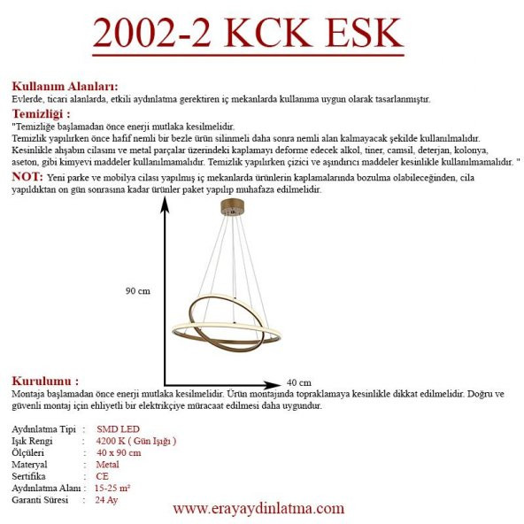Eray Aydınlatma 2002-2 30-40 Eskitme Led  Avize - Resim 4