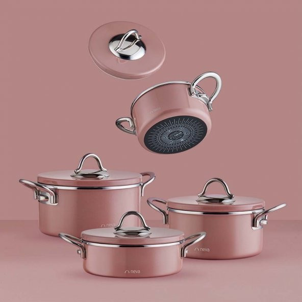 Neva Rose Chocolate 8 Parça Graye Tencere Seti - Resim 2