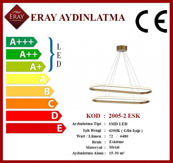 Eray Aydınlatma 2005-2 Eskitme Elips Led  Avize - Resim 3