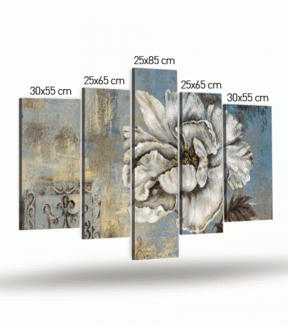 Carribean Blue 5 Parça Kanvas Tablo 135X85 Cm - Resim 4