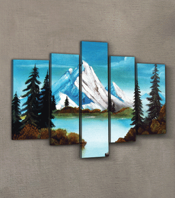 Romantic Snow 5 Parça Kanvas Tablo 135X85 Cm - Resim 2