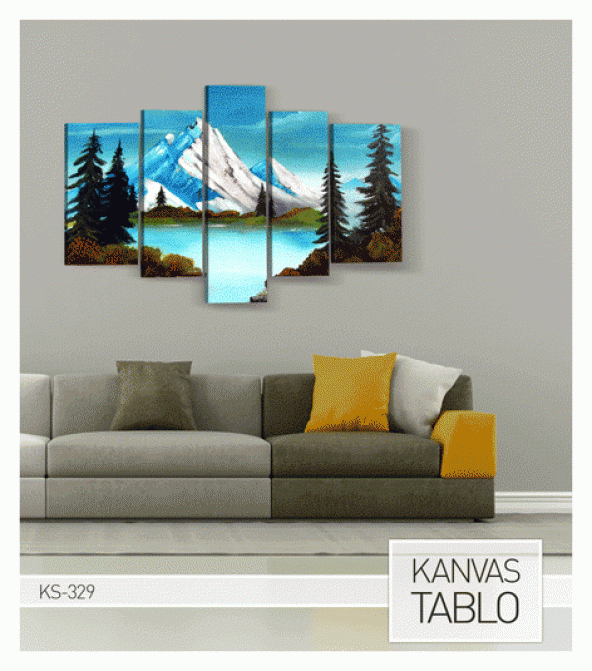 Romantic Snow 5 Parça Kanvas Tablo 135X85 Cm - Resim 3