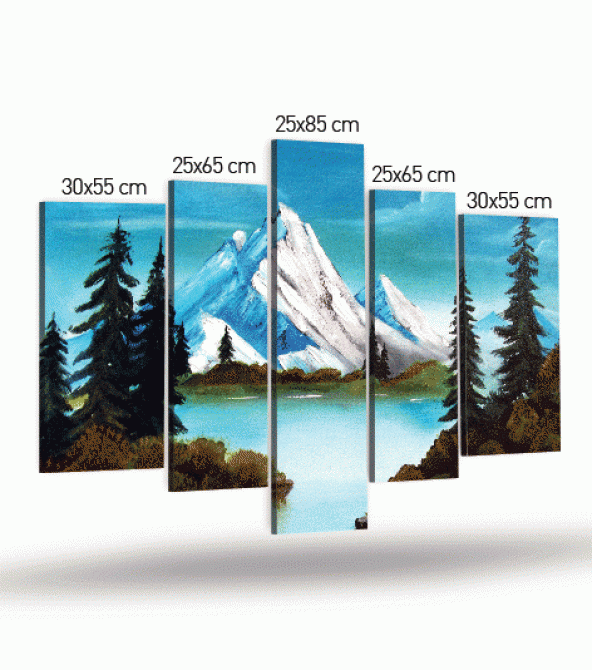 Romantic Snow 5 Parça Kanvas Tablo 135X85 Cm - Resim 4