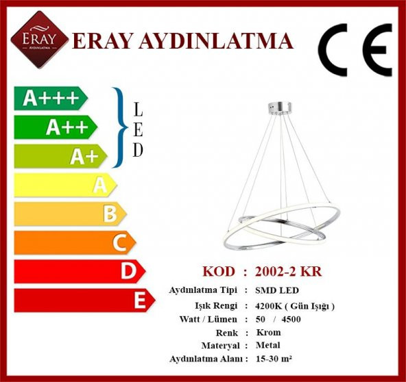 Eray Aydınlatma 2002-2 Krom Led Avize - Resim 4