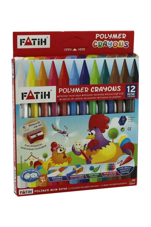 Fatih Mum Pastel Boya Polymer Crayons 12 Renk 50130/F ürün görseli 1