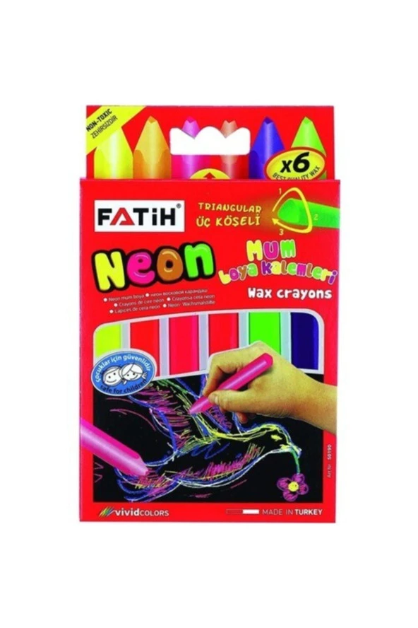 Fatih Mum Pastel Boya Neon Wax Crayon Jumbo 6 Renk Neon ürün görseli 1