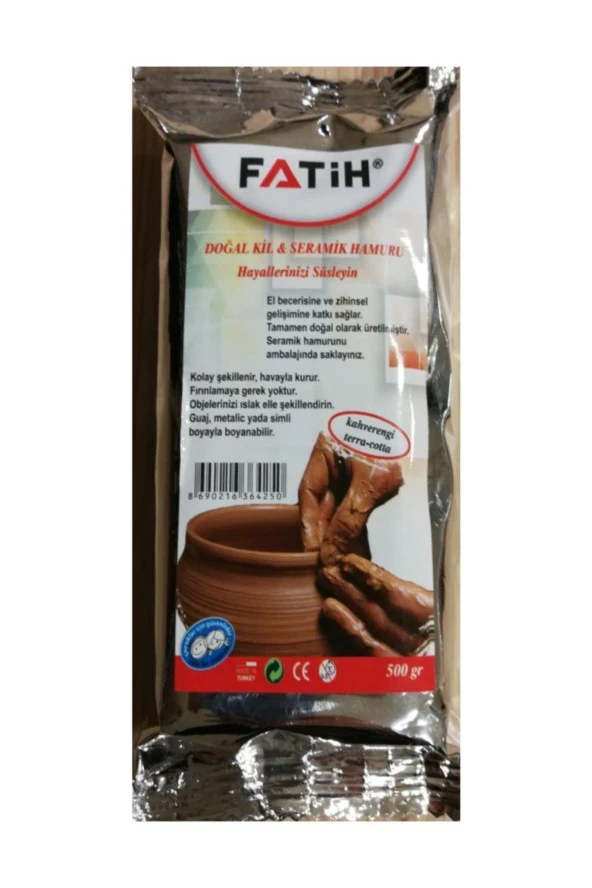 Fatih Seramik Hamuru Doğal Kil 500 GR Kahverengi 36425 ürün görseli 1