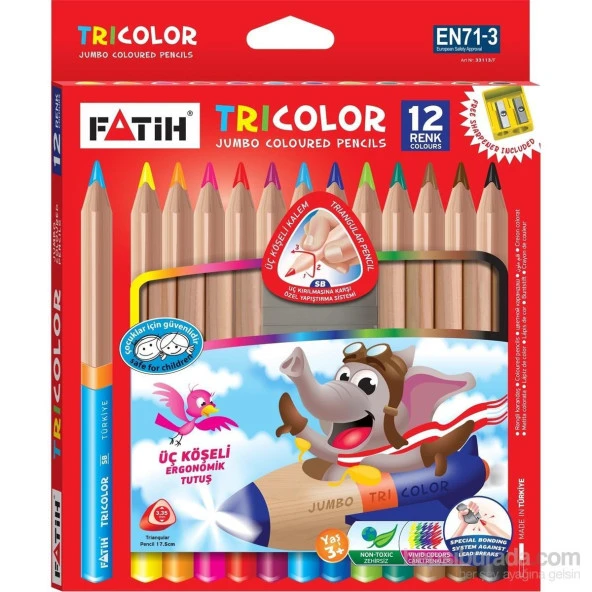 Fatih Kuru Boya Jumbo Üçgen Triangular Tam Boy 12 Renk 33490 ürün görseli 1