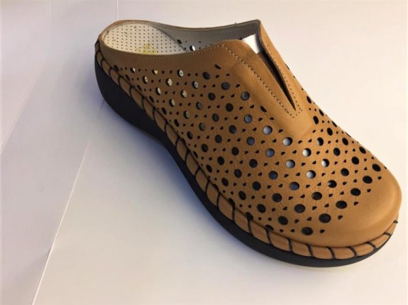 Kadın Hakiki Deri Sabo Taba Ortopedik Terlik ürün görseli 1