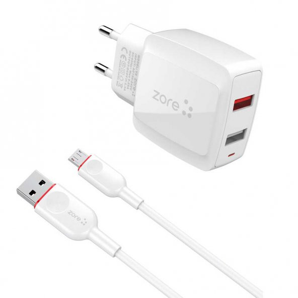 Huawei Y5 2019 Zore Vest Micro 2 in 1 2.4A Hızlı Şarj Seti ürün görseli 1