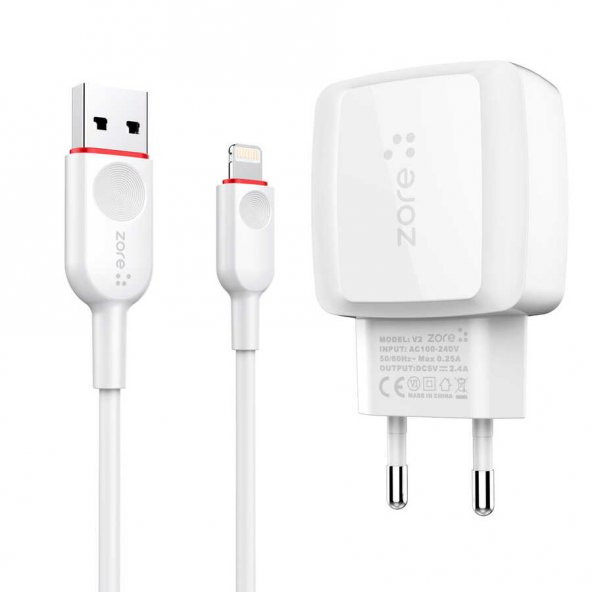 iPhone SE 2 (2020) Vest V2 Lightning 2 in 1 2.4A Hızlı Şarj Seti ürün görseli 1