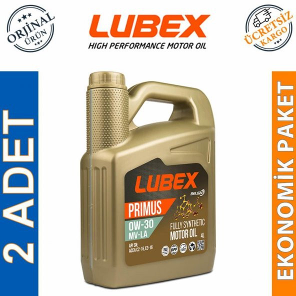 Lubex Primus MV-LA 0W-30 4 Lt Tam Sentetik Motor Yağı (2 Adet) ürün görseli 1