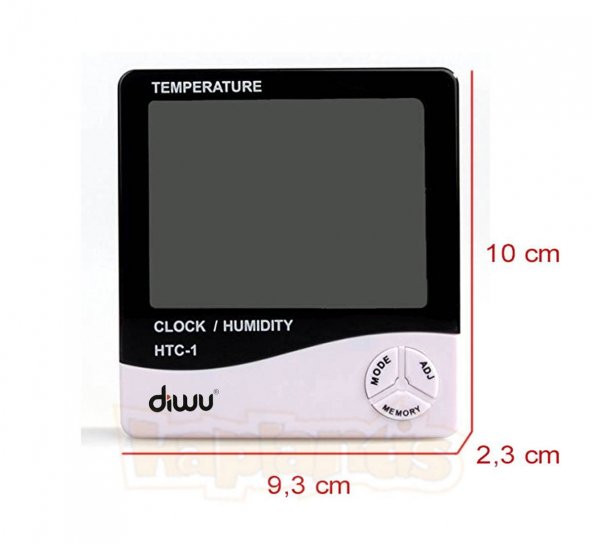 Diwu HTC-1 Saatli Nem Ölçer ve Termometre - Resim 3