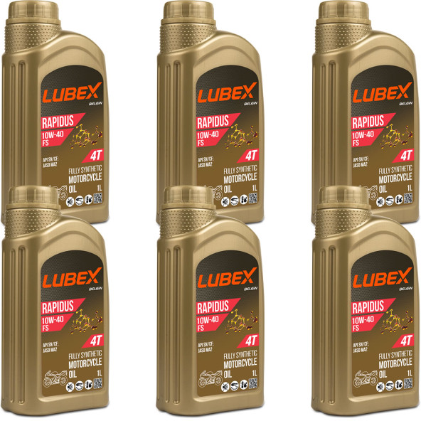 Lubex Rapidus FS 10W-40 1 Lt 4 Zamanlı Motosiklet Yağı (6 Adet) ürün görseli 1