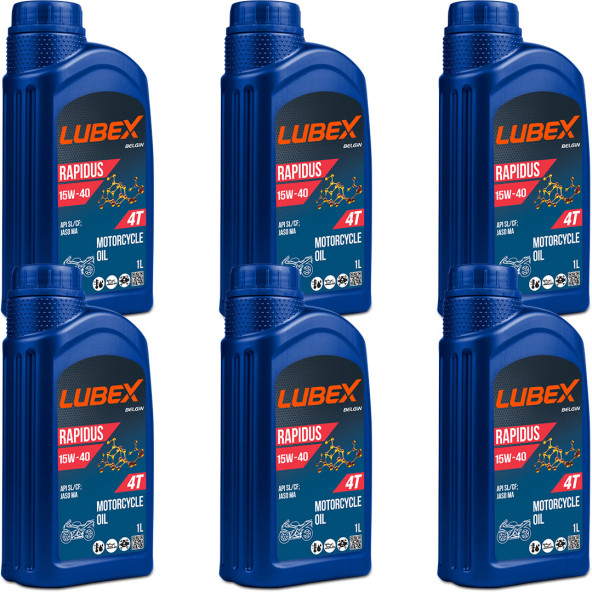 Lubex Rapidus 15W-40 1 Lt 4 Zamanlı Motosiklet Yağı (6 Adet) ürün görseli 1