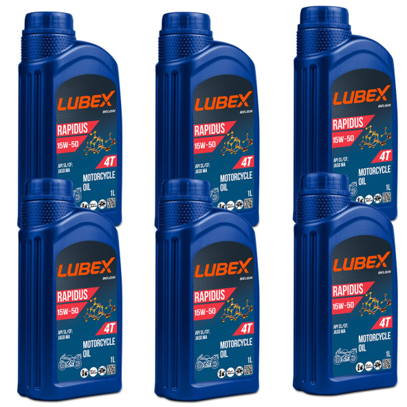 Lubex Rapidus 15W-50 1 Lt 4 Zamanlı Motosiklet Yağı (6 Adet) ürün görseli 1