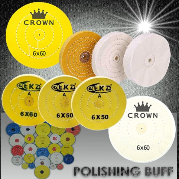 Crown 6x60 Sarı ve Beyaz Dikişli Bez Fırçalar ürün görseli 1