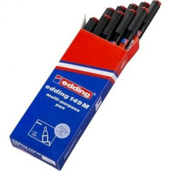 EDDING ASETAT KALEMI 1 mm KIRMIZI 10 LU (149M) ürün görseli 1