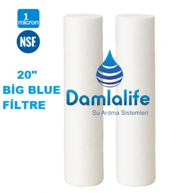 Damlalife Big Blue 20 Jumbo Boy 1 Micron Sediment Elyaf Spun Filtre ürün görseli 1