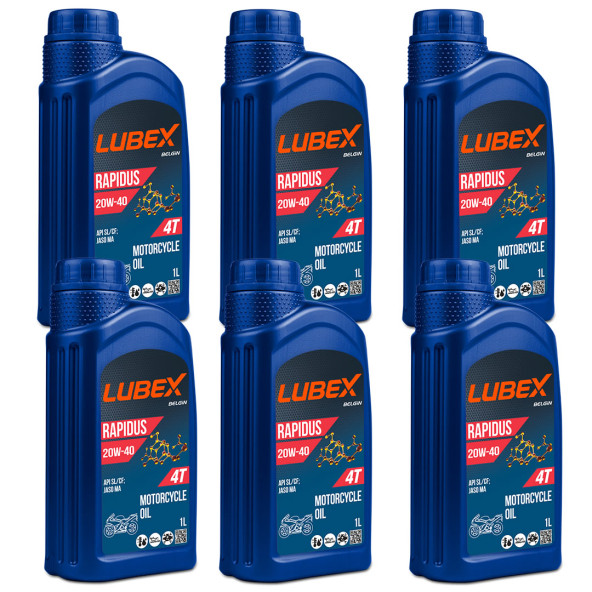Lubex Rapidus 20W-40 1 Lt 4 Zamanlı Motosiklet Yağı (6 Adet) ürün görseli 1