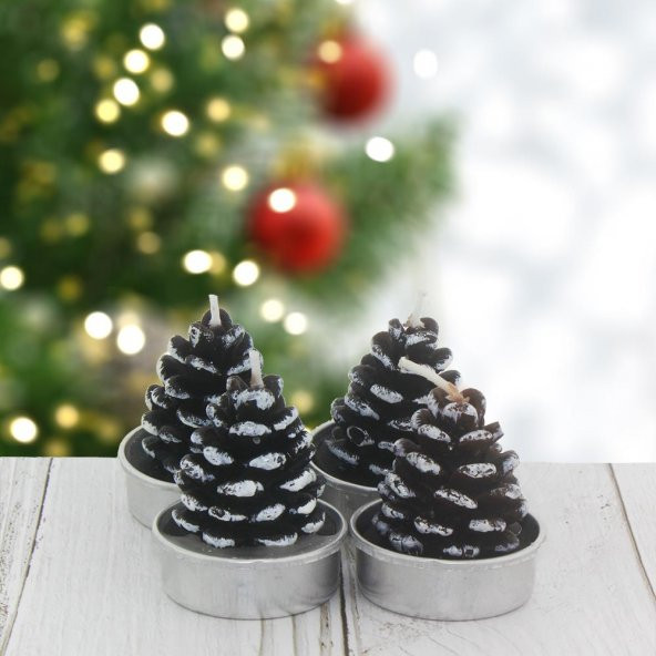 4 Adet 4cm Kozalak Tealight Mum ürün görseli 1
