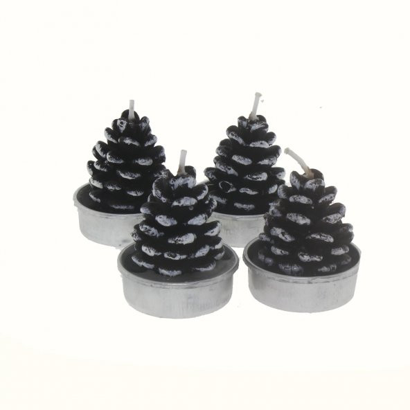 4 Adet 4cm Kozalak Tealight Mum - Resim 2