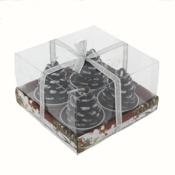 4 Adet 4cm Kozalak Tealight Mum - Resim 3