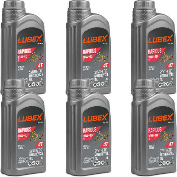 Lubex Rapidus S 10W-40 1 Lt 4 Zamanlı Motosiklet Yağı (6 Adet) ürün görseli 1