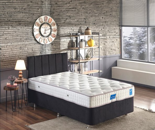 Niron Juliette 120x200 Bir Buçuk Kişilik Lüks Yatak Seti - Siyah Kumaş Baza, Başlık ve Yatak Takımı ürün görseli 1