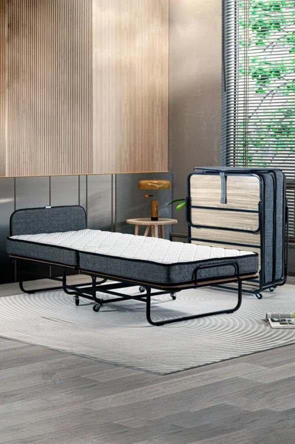 Niron Otel Katlanır Yatak - 90x200 cm Tek Kişilik Yaylı Yatak ve Karyola ürün görseli 1