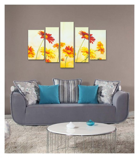 Romantic Sun 5 Parça Kanvas Tablo 135X85 Cm - Resim 3