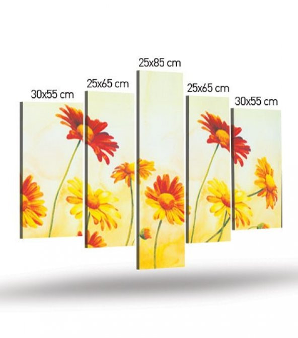 Romantic Sun 5 Parça Kanvas Tablo 135X85 Cm - Resim 4
