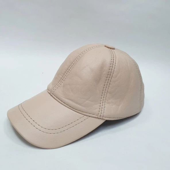 Krem Renk Deri Unisex Şapka - Resim 9