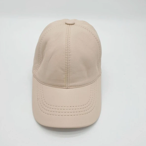Krem Renk Deri Unisex Şapka - Resim 12