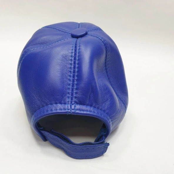 Mavi Renk Deri Unisex Şapka - Resim 11