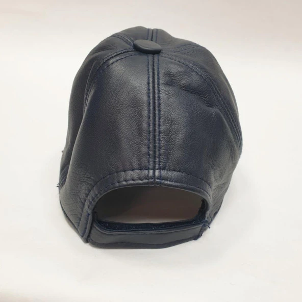 Lacivert Renk Deri Unisex Şapka - Resim 11
