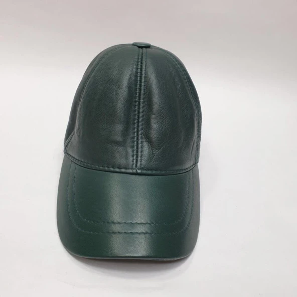 Yeşil Renk Deri Unisex Şapka - Resim 2