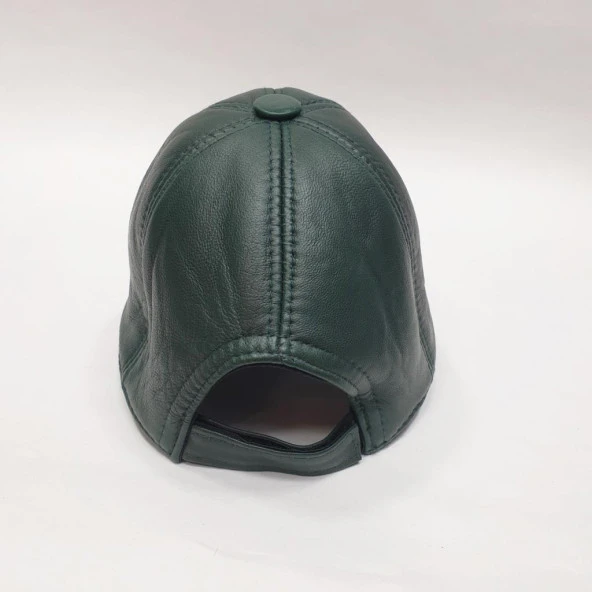 Yeşil Renk Deri Unisex Şapka - Resim 8
