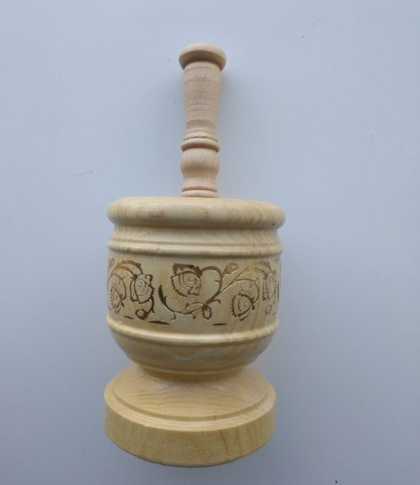 Ahşap Havan Dövecek Desenli Büyük Boy 11cm x 9cm ürün görseli 1