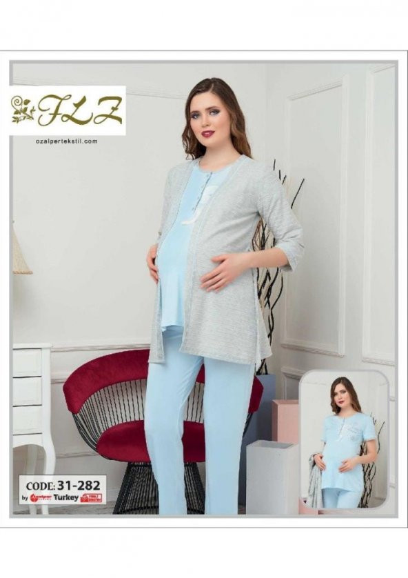 FLZ 31-282 Hamile Lohusa 3L üPijama Sabahlık Takım ürün görseli 1