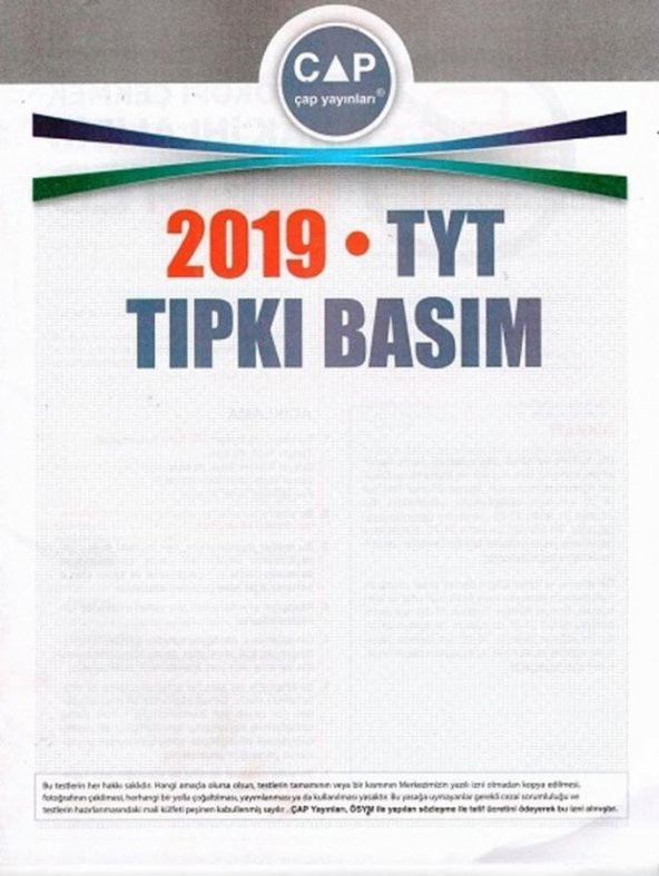 2019 TYT Tıpkı Basım Çap Yayınları ürün görseli 1