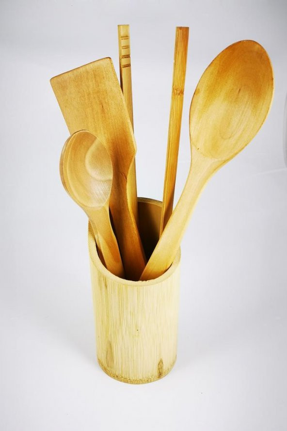 Ahşap Spatula Servis Yemek Kaşığı Maşa Seti - Resim 2