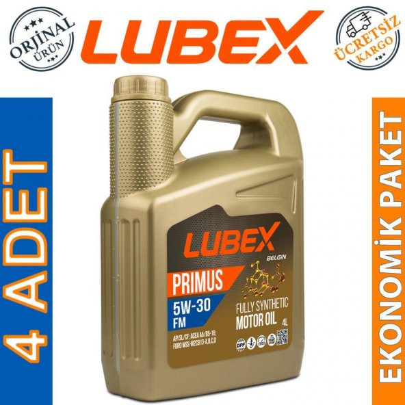 Lubex Primus FM 5W-30 4 Lt Tam Sentetik Motor Yağı (4 Adet) ürün görseli 1